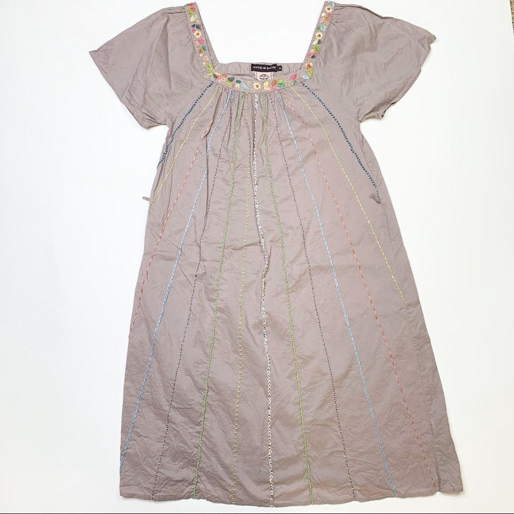 Antik Batik cotton dress floral embroidery Small